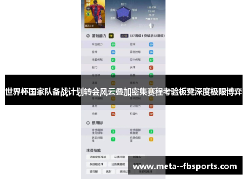 世界杯国家队备战计划转会风云叠加密集赛程考验板凳深度极限博弈 世界杯国家队备战计划转会风云叠加密集赛程考验板凳深度极限博弈